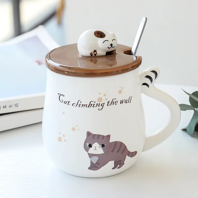 Creative Cute Cartoon Animal Hot Mug 250ml Tea Cup Milk Coffee Cup Kitchen Fruit Juice Cat Ceramic Drinkware Gift Coffee Mug walk