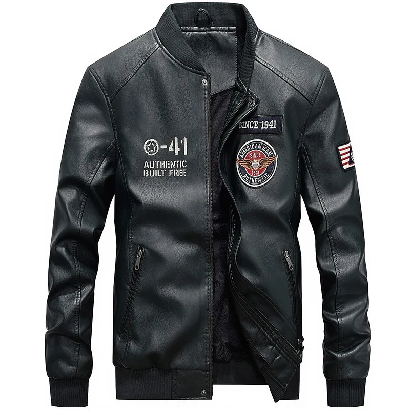 Осень и зима стиль локомотив из искусственной кожи мужская разноцветная куртка большого размера мужская кожаная куртка