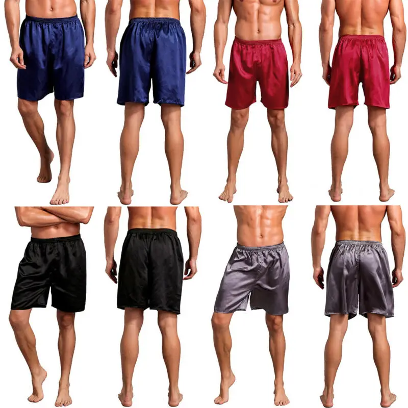Men Summer Silk Satin Pajama Sleepwear Homewear Robes Shorts Loungewear Pants Men Summer Silk Satin Pajama Sleepwear Homewear Robes Shorts Loungewear Pants