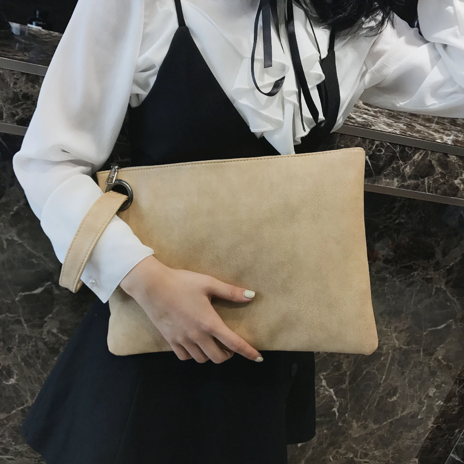 

South Korea New Style Clutch Bag Simple Versatile WOMEN'S Handbag Fashion Japanese Korean Large Capacity Clutch Zipper Clutch