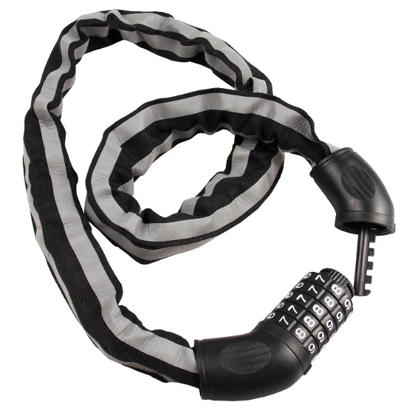 Chain Lock for Bike 5 Digit Code Combination Bicycle Lock 1M Spiral Bicycle Lock Bicycle Accoessories