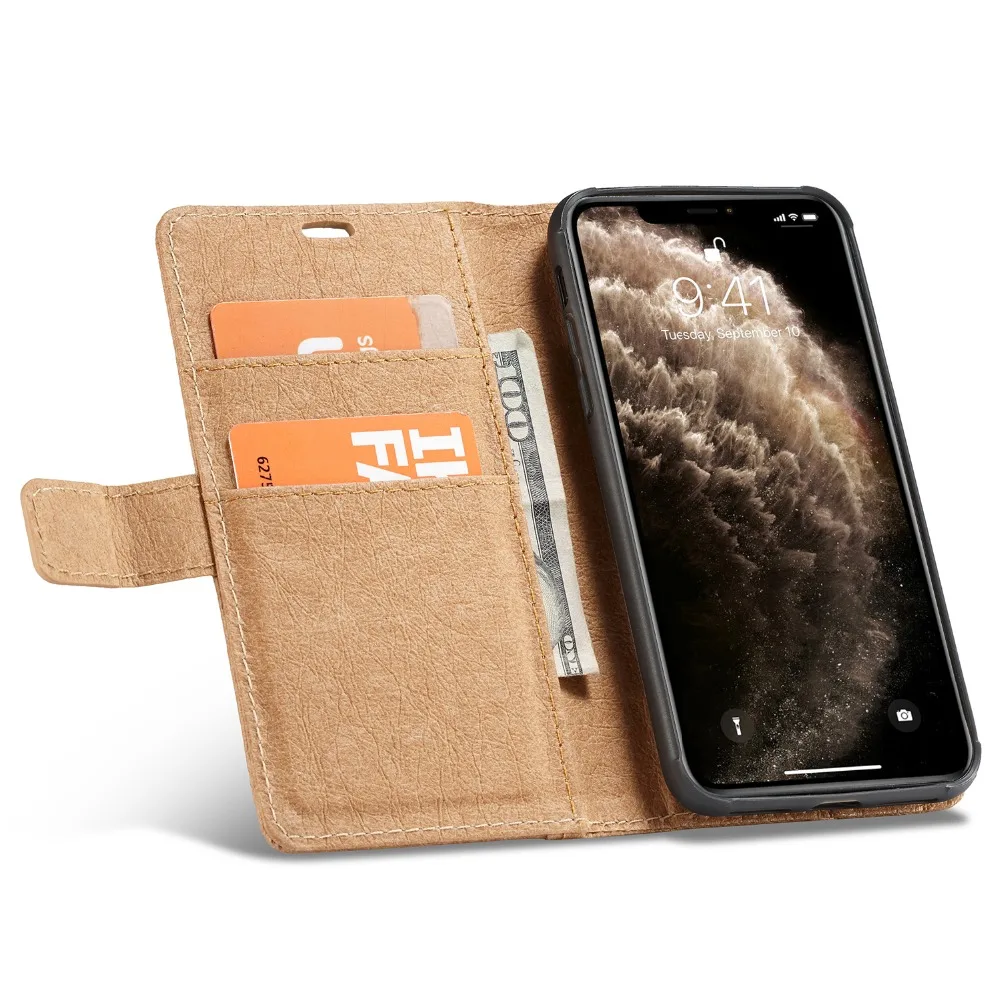 Чехол из крафт-бумаги для iPhone 11 Pro Max, откидной Чехол для телефона, съемный чехол для iPhone 11 Pro, чехол-кошелек