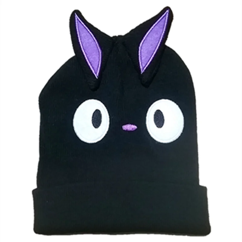 Kiki's Delivery Service JiJi Вязаная хлопковая шапка черного цвета с котом плюшевая зимняя