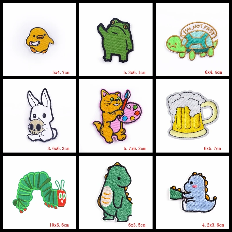 Cute Dinosaur Embroidered Patches On Clothes Kids Applique Iron On Cartoon Animal Patch Clothing Thermoadhesive Patches Badges