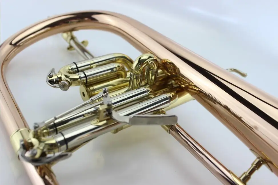 New Bb Flugelhorn Gold Phosphorus & Copper Flugelhorn Musical Instruments with Case Mouthpiece