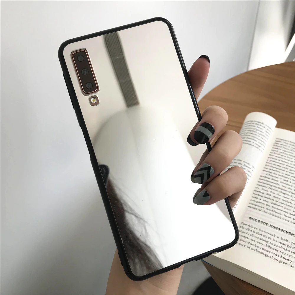 Black Bumper Mirror Plating Silicone TPU Case For Samsung Galaxy A7 A5 A6 A8 J4 J6 Plus 2018 Cover Soft Back Coque Phone Cases |