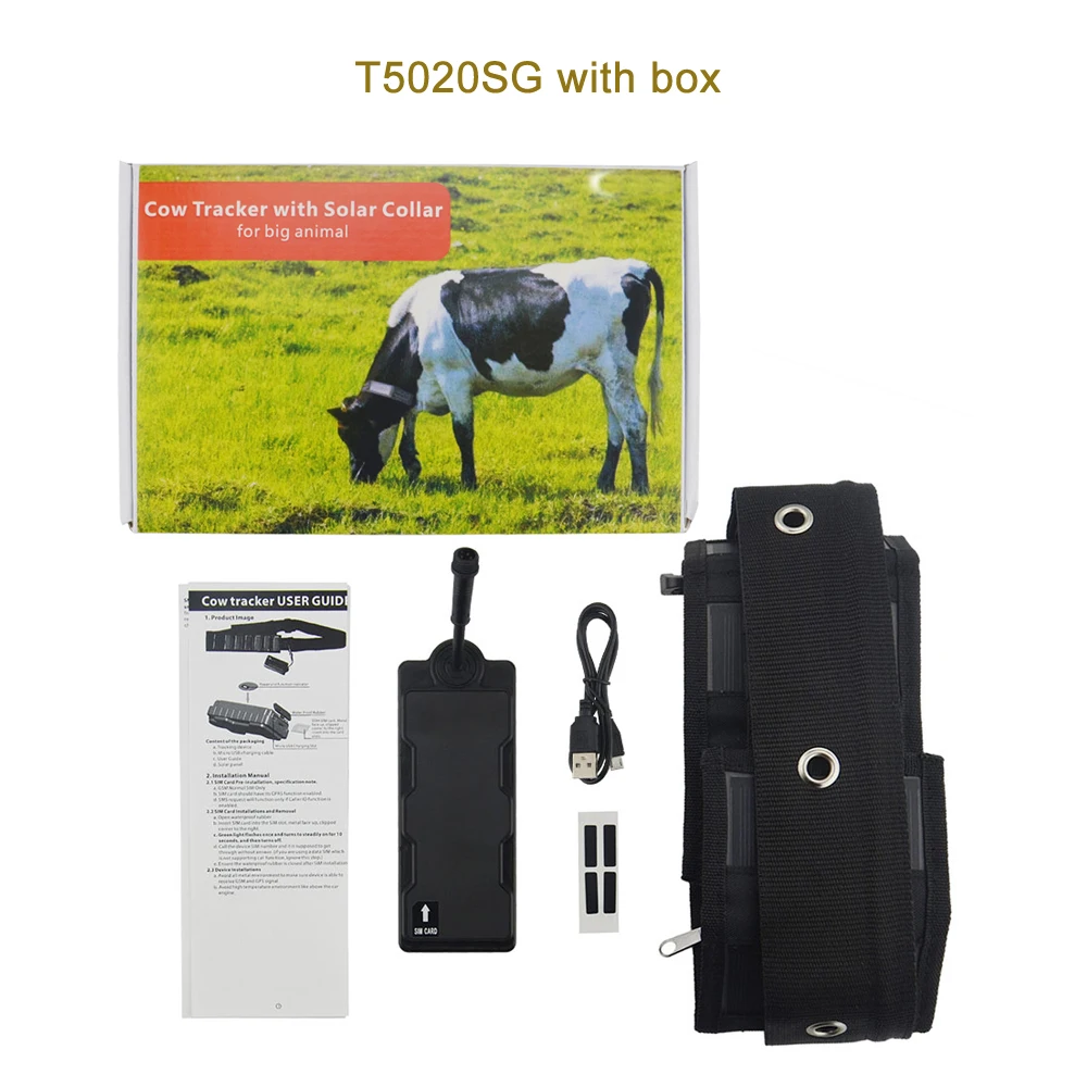 GPS Solar Powered 3G Cow GPS Tracker Sheep Animal T5020SG Mini Gps Tracker Suitable for Cattle GPS Tracking with Pet GPS Tracker - Цвет: with box