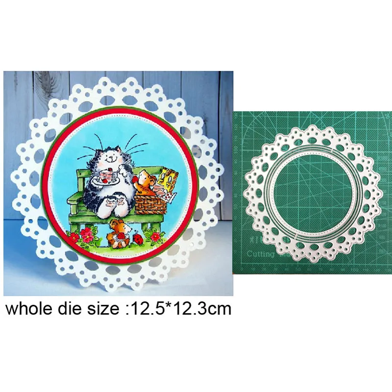 

Craft metal cutting dies cut die mold Lace Circle Frame decoration Scrapbook paper craft knife mould blade punch stencils dies