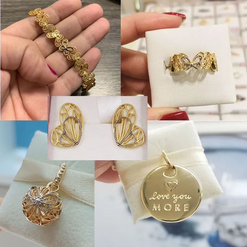 

LISM [Wholesale] 925 silver 2019 winter new style hollow butterfly bracelet earring pendant ring ladies fashion DIY original jew