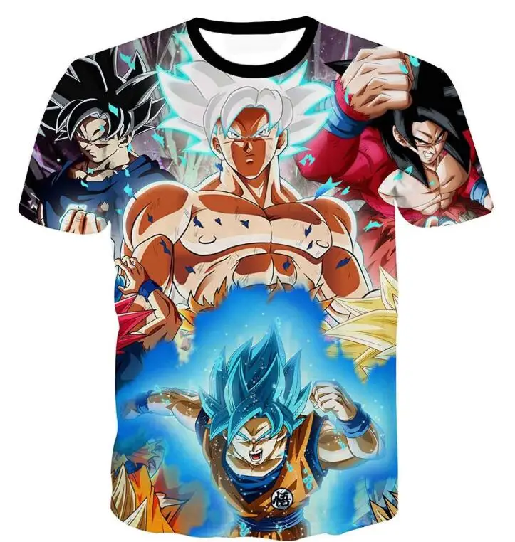 Супер Saiyan футболка с драконом и шариком для мужчин, летние футболки с драконом Z, забавные аниме, странные вещи, Детская 3d футболка Goku - Цвет: 19