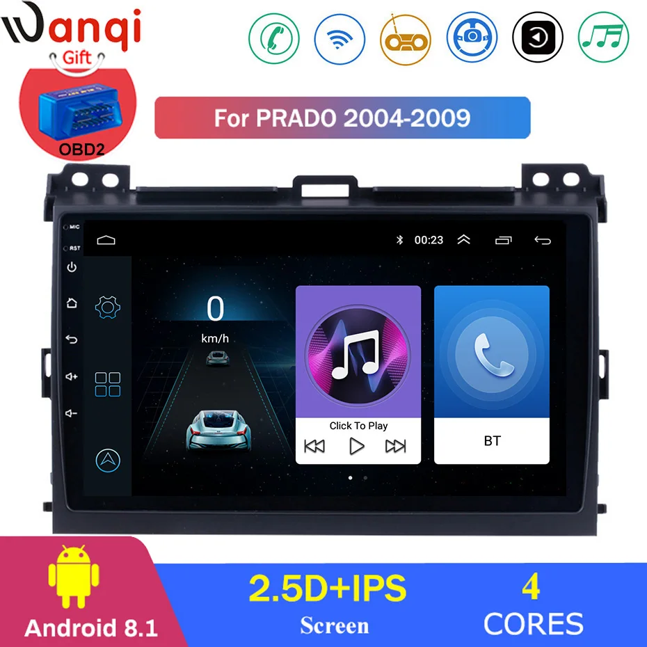 Для Toyota Prado 2004 2009 Автомобильный Радио Мультимедиа Видео плеер навигация gps Android 8 1