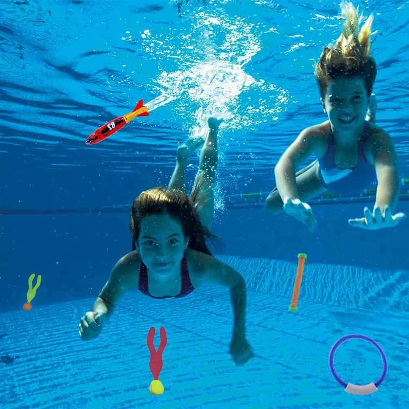 Дайвинг игрушки подводный тонущий плавательный бассейн игрушка, дайвинг кольца и палочки, торпеды, водная трава, погружение обучение подарок для детей(P