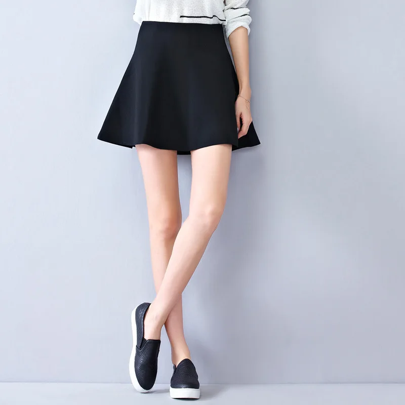 

Activity for Summer Black And White with Pattern Half-length Pleated Short Skirt Solid Color Versatile Students Skirt