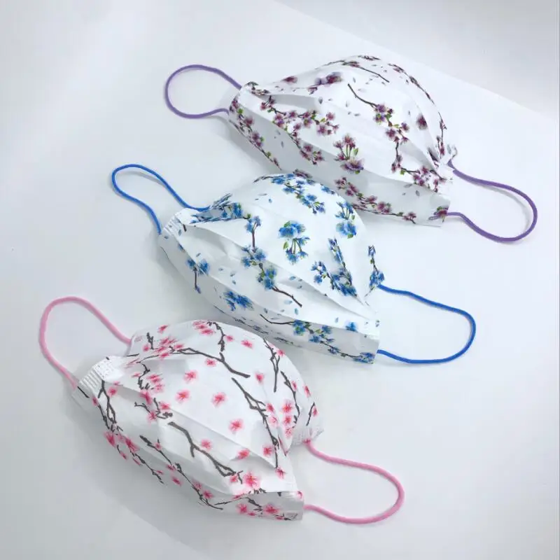 75/50/25Pcs Disposable Baby Child Adult Mouth Mask Cherry Blossom Pink Flower Print Masks Kids Face Dustproof Anti smog | Красота и