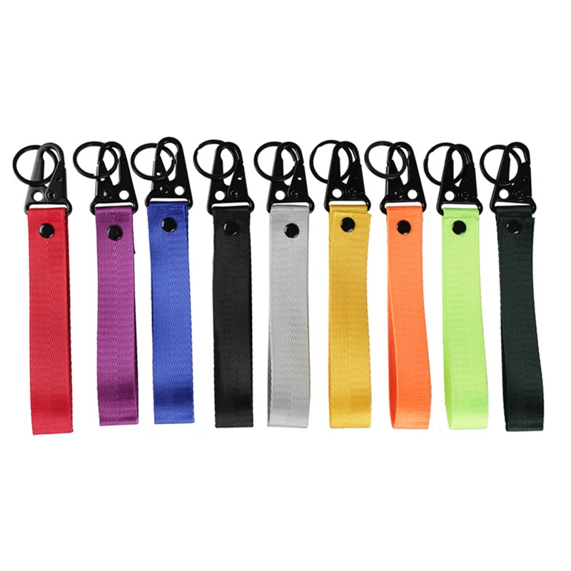 Red Car keytags Strap keychian Emblem Nylon Webbing Blue Strap Keychain Key Chain with Steel Spring Clip Lanyard Accessorie