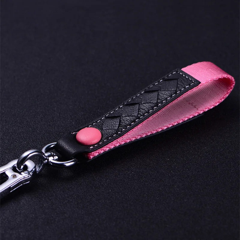 pink Роскошный мужской брелок для пары, мужской автомобильный брелок, брелок из натуральной кожи, мужской ремень на талию, металлический Автомобильный держатель для ключей, подарок для мужчин, ювелирное изделие - Цвет: pink