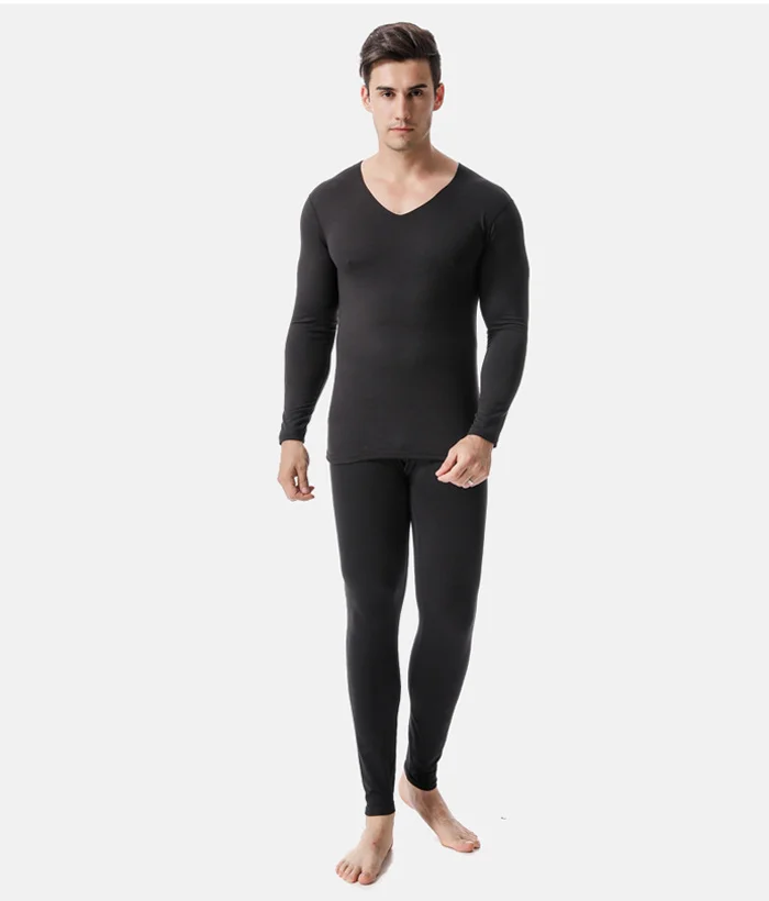 Men's V-neck Seamless Thermal Underwear Set Thermal Underwear Sets For Men Winter Long Johns Thick Thermal Clothing