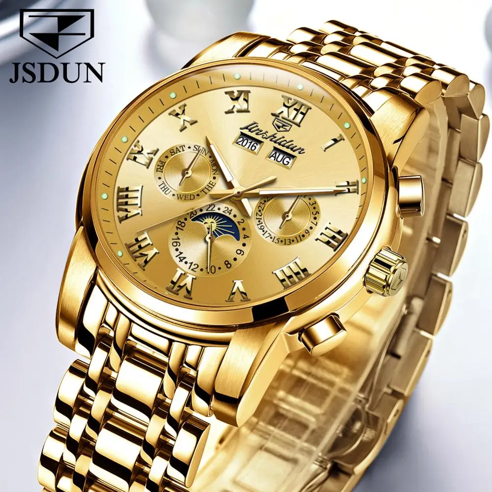 Men's Mechanical Watch Top Luxury Brand Sapphire Mirror Gold And Di Amond Hollow out Automatic Digital Calendar | Наручные часы