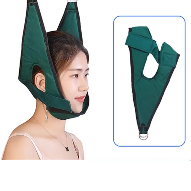 Cervical traction belt home cervical device neck stretcher canvas sling thickened plus fleece leather collar | Красота и здоровье