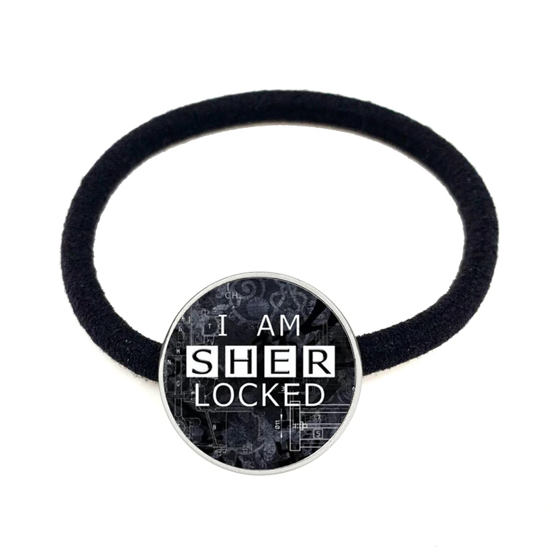 Шерлок Холмс черные повязки для волос I Am Sherlocked 20 мм Стеклянная Кабошон научная