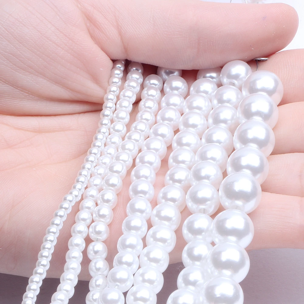 

3/4/5/6/7/8/10/12/14/16/18/20MM High Bright White Straight hole Loose beads Imitation shell pearl For DIY Crafts Jewelry Making