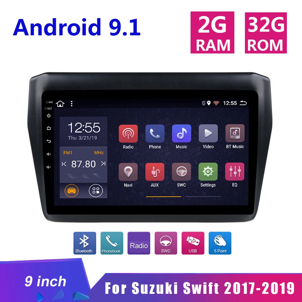 Автомагнитола 2 Din 9 дюймов Android 1 DVD-радио мультимедийный проигрыватель для Suzuki Swift