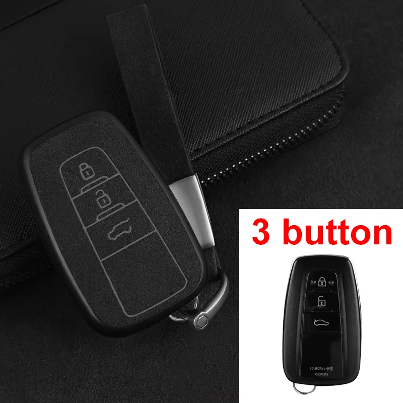 Чехол для ключей для Toyota Camry CHR Corolla RAV4 Avalon Land Cruiser Prado Prius 2 3 кнопки - Название цвета: 3 Button Black