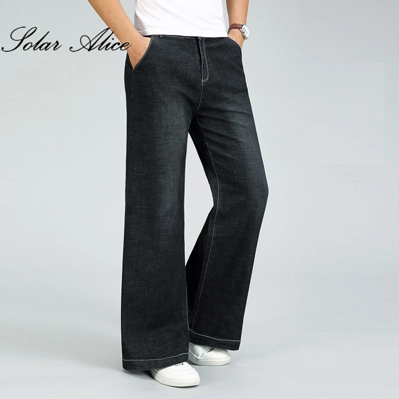 2023 Men's Four Seasons New Mid-Waist Big Straight Jeans Loose Stretch Micro-flared Casual Pants 6