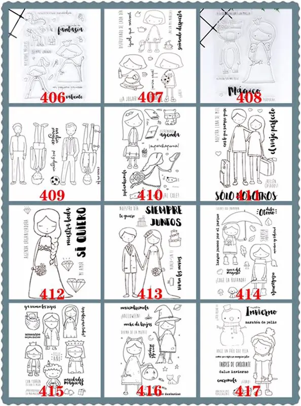 

11*16 Spanish Girls and Boys Transparent Silicone Clear Stamps DIY Seal for Scrapbooking Photo Album Decorative Stamp Sheet