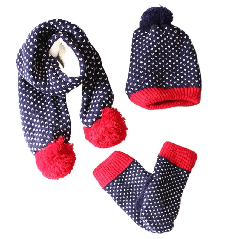 Детский шарф, шапка, перчатки, комплект со звездами, в полоску, модные детские варежки, 3 шт., аксессуары, A69C