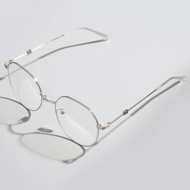 Женские Мужские очки с защитой от синего излучения, блокирующие голубые легкие металлические очки, модные компьютерные игровые очки с защитой от усталости - Цвет оправы: silver