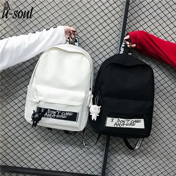 

2019 New Backpack Fashion Canvas Women Backpack Doll Pendant Travel Women Shoulder Bag Harajuku Backpack Female Mochila Bagpack