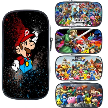 

New Super Mario Smash Bros Pen Bag Child Pencil Case Trendy Cosmetic Makeup Bag Multifunction Vivid Cartoon Anime Stationery Bag