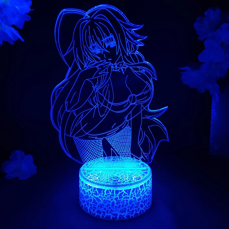 Anime High School DxD Rias Gremory LED Night Light 7 Color Changing Touch Remote Colorful Bedside Lamp for Friends Birthday Gift