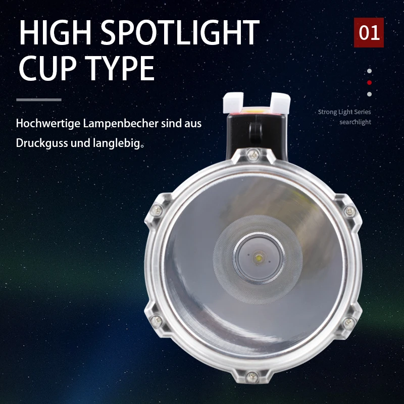 High-power 60W searchlight strong light long-range flashlight portable torch night walk bright LED light waterproof