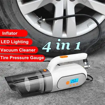 

Car Handheld Vacuum Cleaner 4 in 1 Digital Tire Inflator Pump Pressure Gauge Wet Dry Cleaner for Car Home with LED Light