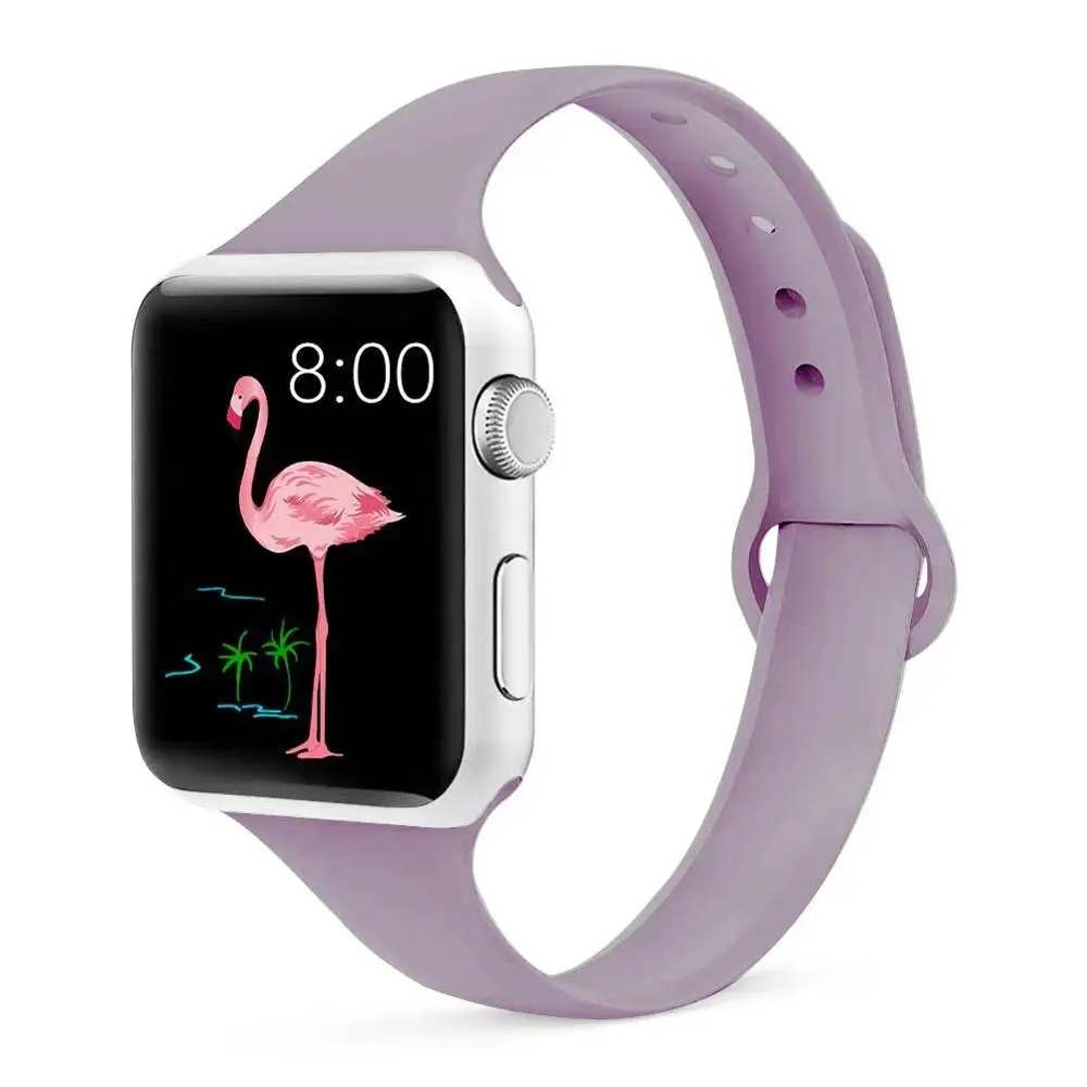 Тонкий ремешок для apple watch 5 4 band correa apple watch 44 мм 40 мм 42 мм 38 мм iwatch 5 4 3 2 1 силиконовый браслет - Цвет ремешка: lavender purple 8