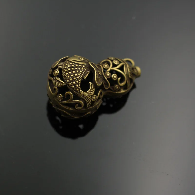 Chinese Pure brass gourd flower pattern small pendant 