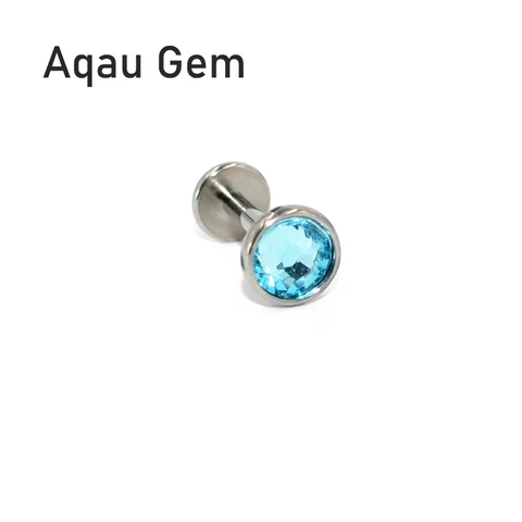 G23 Titanium Flat CZ Gem Internally Threaded Labret Stud Ear Tragus Cartilage Helix Earring Fashion Body Piercing Jewelry