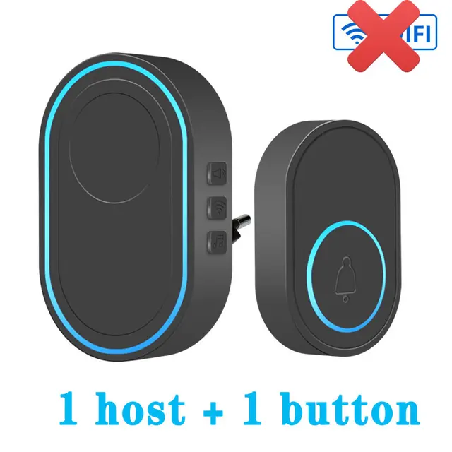 Wireless Doorbell Tuya App Intelligent Home Welcome Doorbell Waterproof Button LED Light 433MHz Security Alarm Smart Doorbell Black No WiFi 2