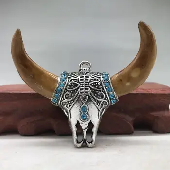 

CHINESE OLD ELEPHANT HEAD STATUE MADE OF TIBETAN SILVER AND TEETH RNN s798