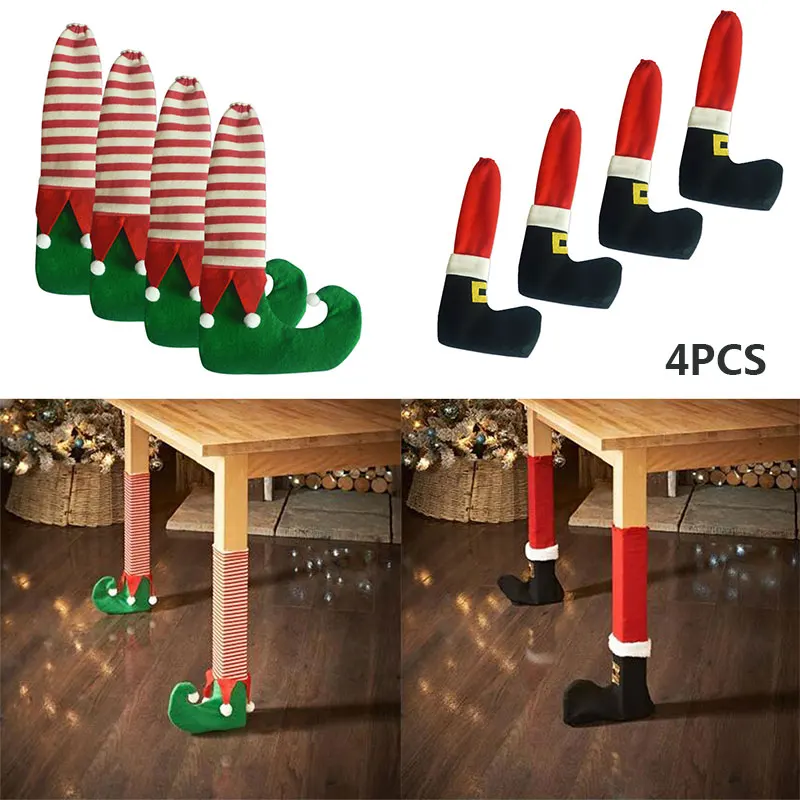 

4PCS Christmas Chair Table Leg Foot Socks Prevent Scraping Decorations Gift