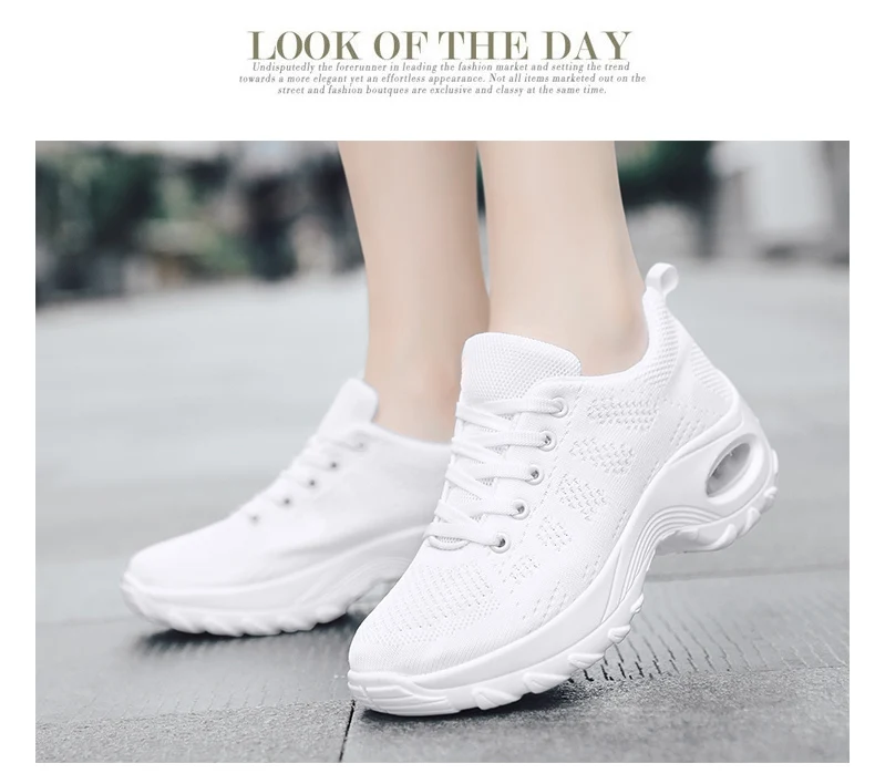 Walking Shoes 2021 New Women Breathable Casual Shoes Outdoor Light Weight Frenulum Casual Walking Platform Ladies Sneakers Black