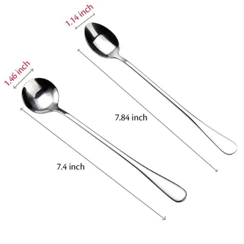 

New Long Handle Iced Tea Spoons, Ice Cream Spoon, Coffee Spoon, Stainless Steel Cocktail Mixing Spoon Long Teaspoons, 2 Style, S