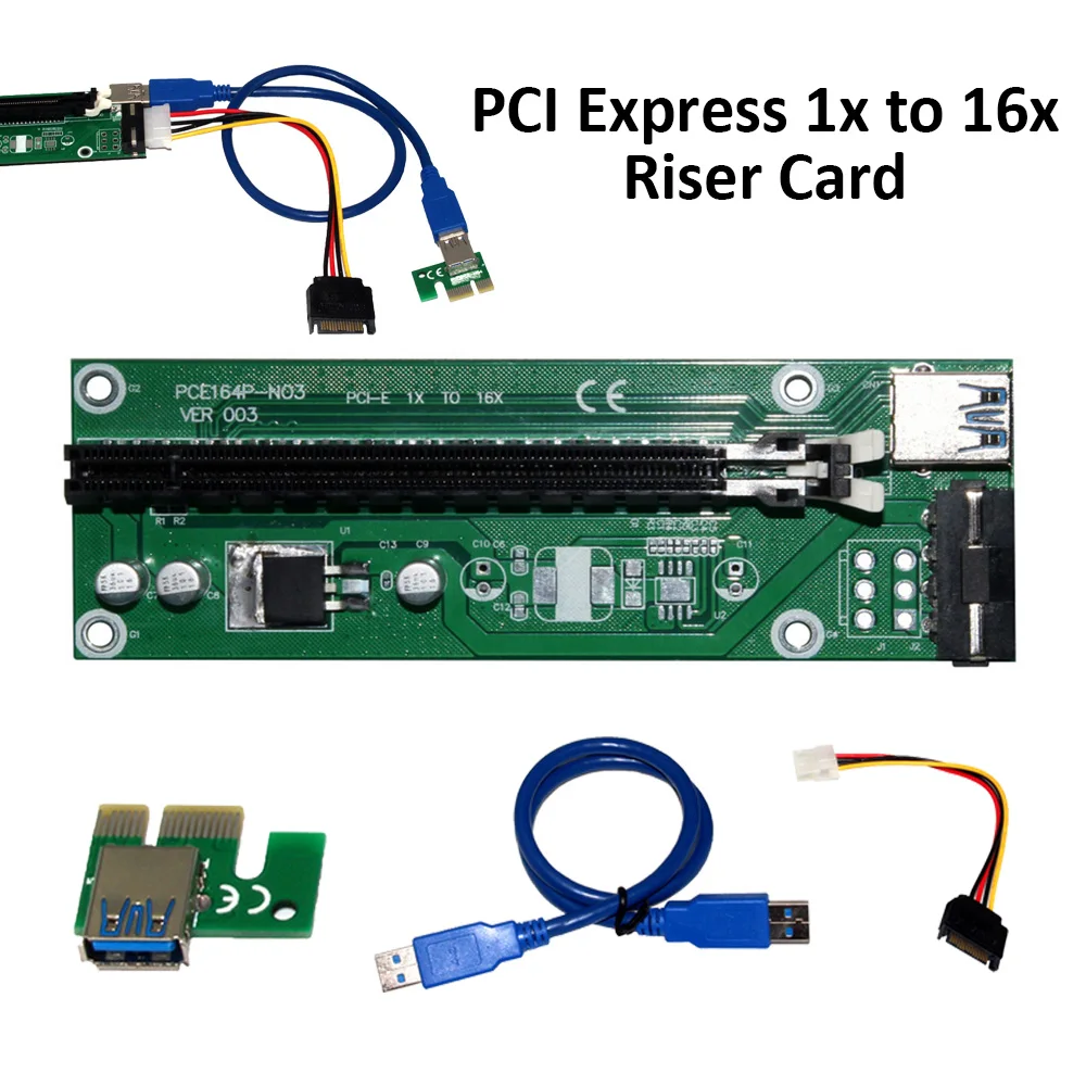 Scheda riser PCI Express 1X a 16X USB 3.0 SATA 15 pin a 4Pin per BTC Miner 