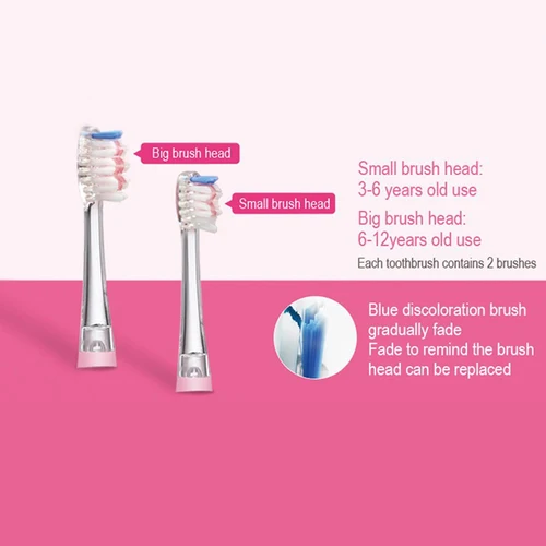 Seago 전동 칫솔 어린이를위한 다채로운 LED 손전등 16000 스트로크 주파수 Dupont Bristle 2 헤드 시간 음파 진동 4