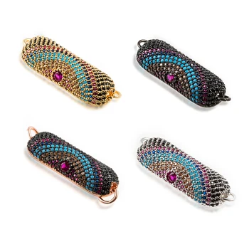 

36*12mm Zircon Jewelry Making DIY Craft Delicate Micro Pave Necklaces Cylindrical Pendants Copper Bracelet Connector Jewelry