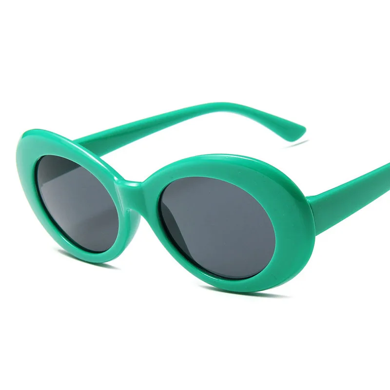 RBRARE Oval Sunglasses Women Goggles Vintage Round Thick Border Frame Glasses Classic Male Colorful Candy Color Pink Sun Glasses - Цвет линз: MN9750-LakeGreen