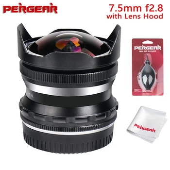 

PERGEAR 7.5mm F2.8 Fish Eye Manual Focus Fixed Lens for Panasonic G/GH/GX for Olympus EP/EM/EPL Mirrorless Camera