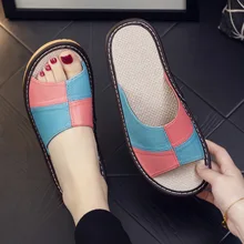  Light Luxury Genuine Leather Sheepskin Women's Slippers PVC Rubber Sole Non-Slip Summer Shoes Comfortable Soft Couple Sandals 